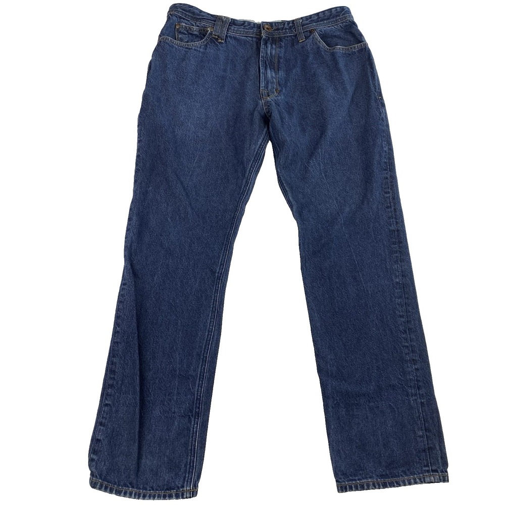 Akoo Brand Retro Y2K Mens Size 34"x32" Dark Wash Straight Cut Denim Jeans Grunge - Picture 1 of 8